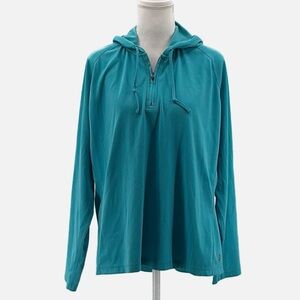 Coolibar Hooded 1/4 Zip Cooltect 50+ UPF Pullover in Blue - Size XXL